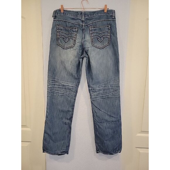 Helix Jeans Mens 36x35* Blue Straight Leg Medium Wash Denim Casual Pants Cotton - Picture 5 of 8